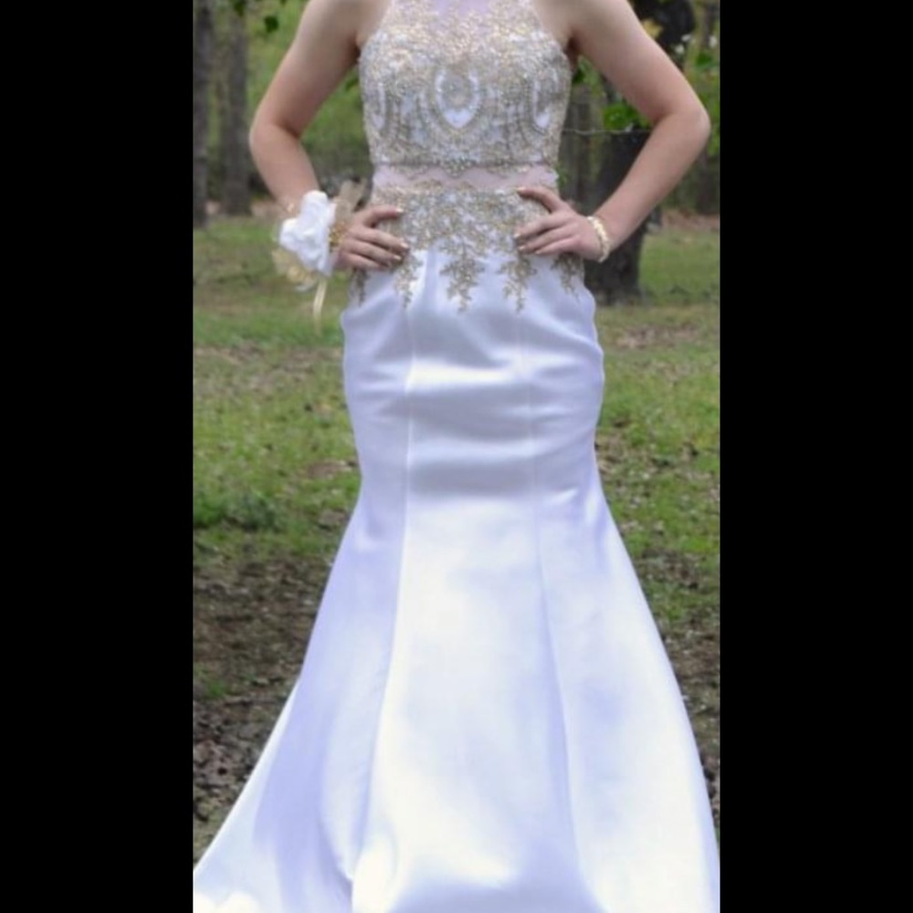 Gold and White formal dress